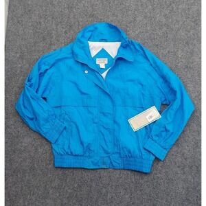 Vtg 80s Westside Jacket Womens Medium‎ Blue Nylon Windbreaker Parachute Bomber